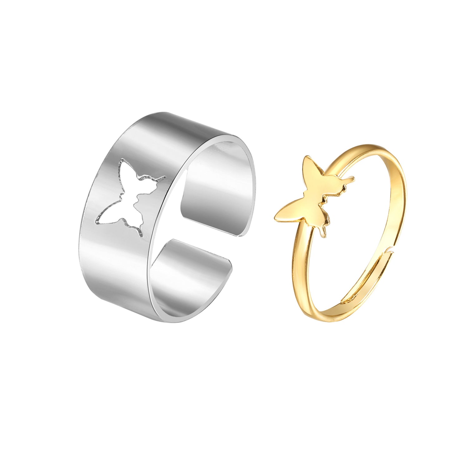 Women's Butterfly Suit Simple Cold Style Couple Love Rings