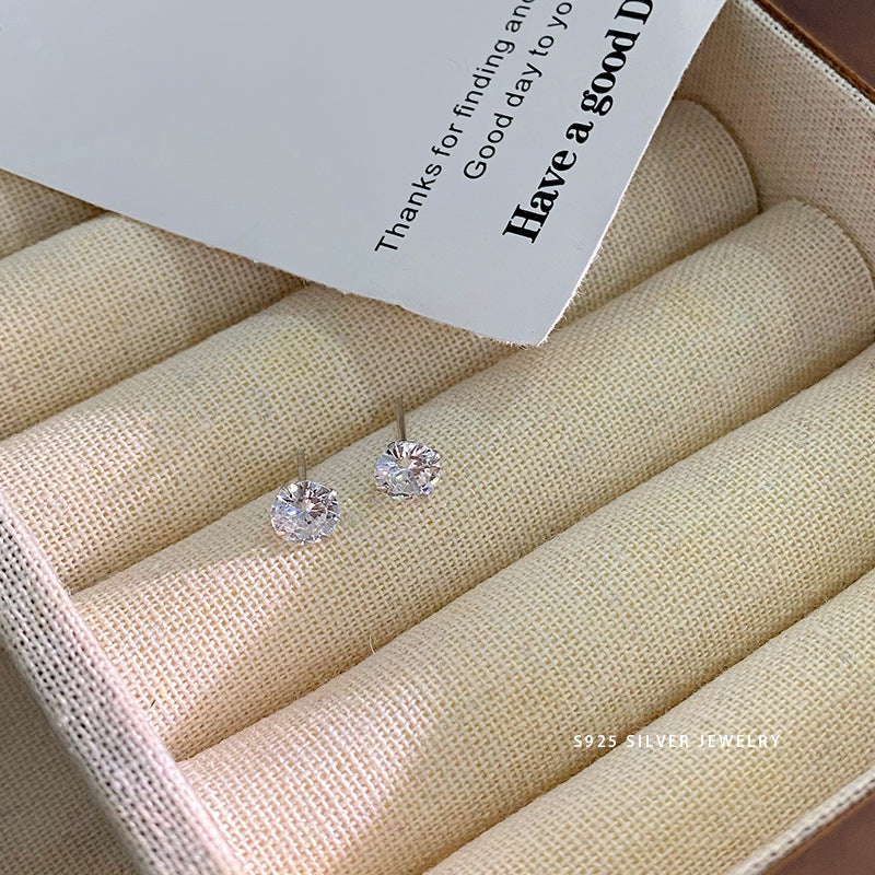 Sier Zircon Rhinestone Series Korean Simple Earrings