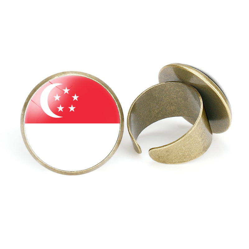 Asian Flags Vintage Open Bahrain Turkey Rings