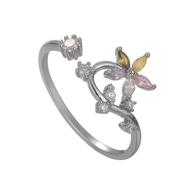 Micro Inlaid Zircon Niche Design Adjustable Rings