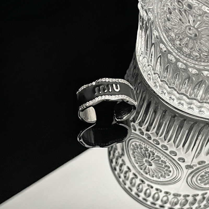 Punk Letter Colored Drip Glaze Open Rings