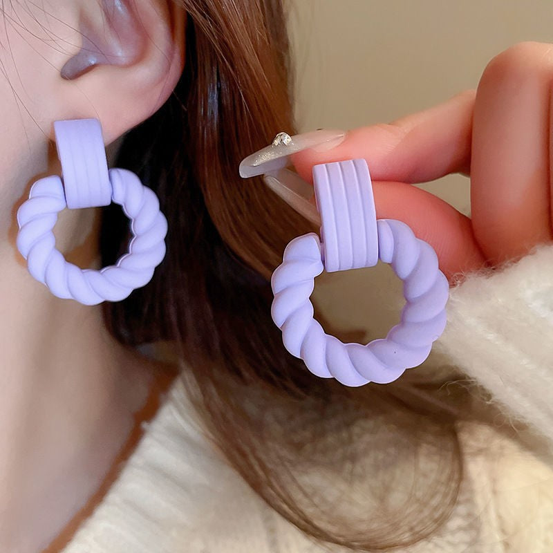 Oval Tassel Minority Fashion Frosty Style Temperament Entry Earrings