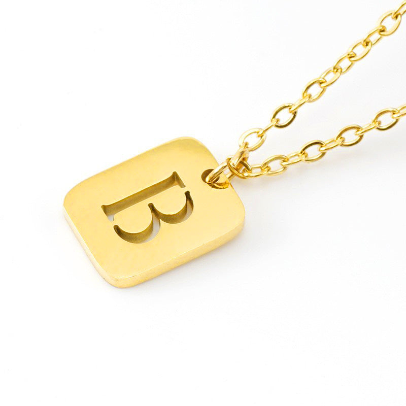 Women's Titanium Steel Letter Square Fashion English Necklaces