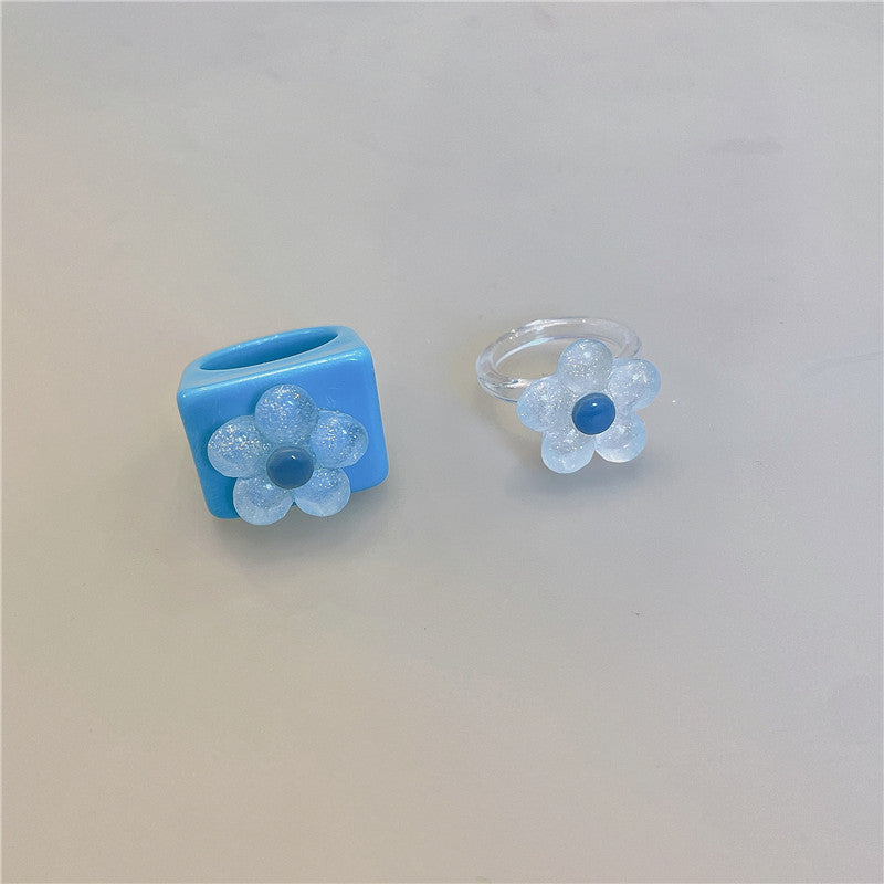 Retro Square Acrylic Geometric Resin Cold Wind Rings