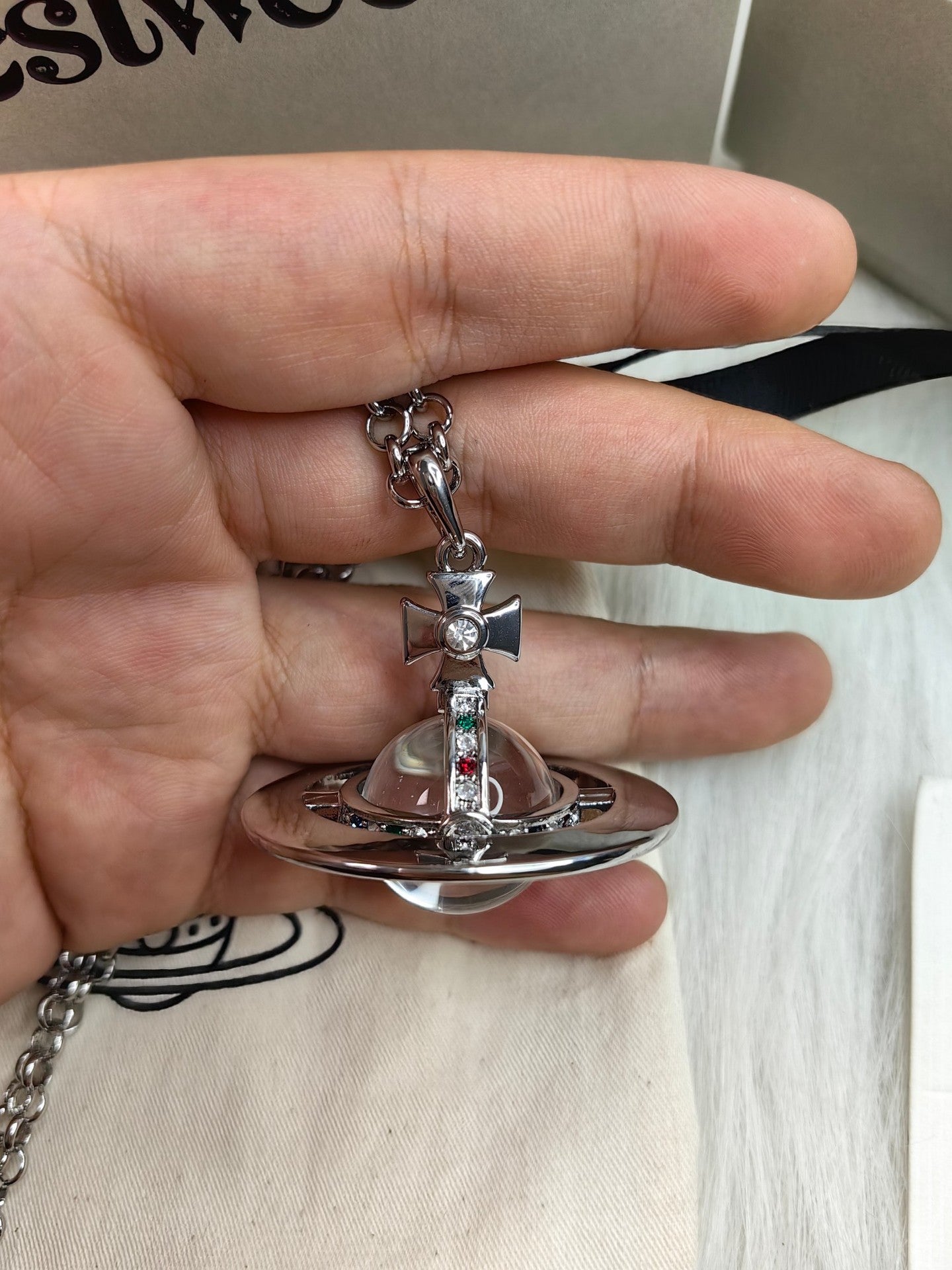 Mother Three-dimensional Planet Glacier Blue Large Necklaces
