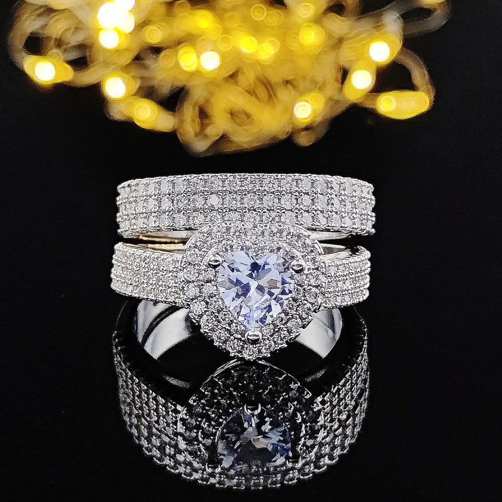 Women's Luxury Round Geometric Combined Design Advanced Rings