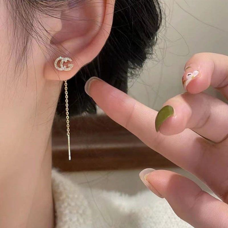 Micro Inlay English Alphabet Letter High Niche Earrings