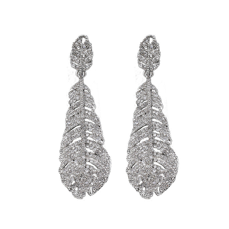 Women's Exaggerated Retro Atmospheric Electroplated Alloy Fashion Feather Jewelry Set