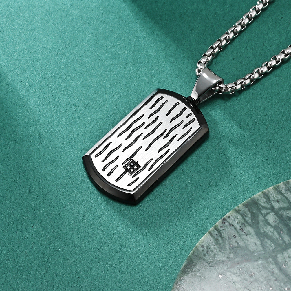Men's Wave Ripple Series Three-dimensional Bevel Dog Necklaces