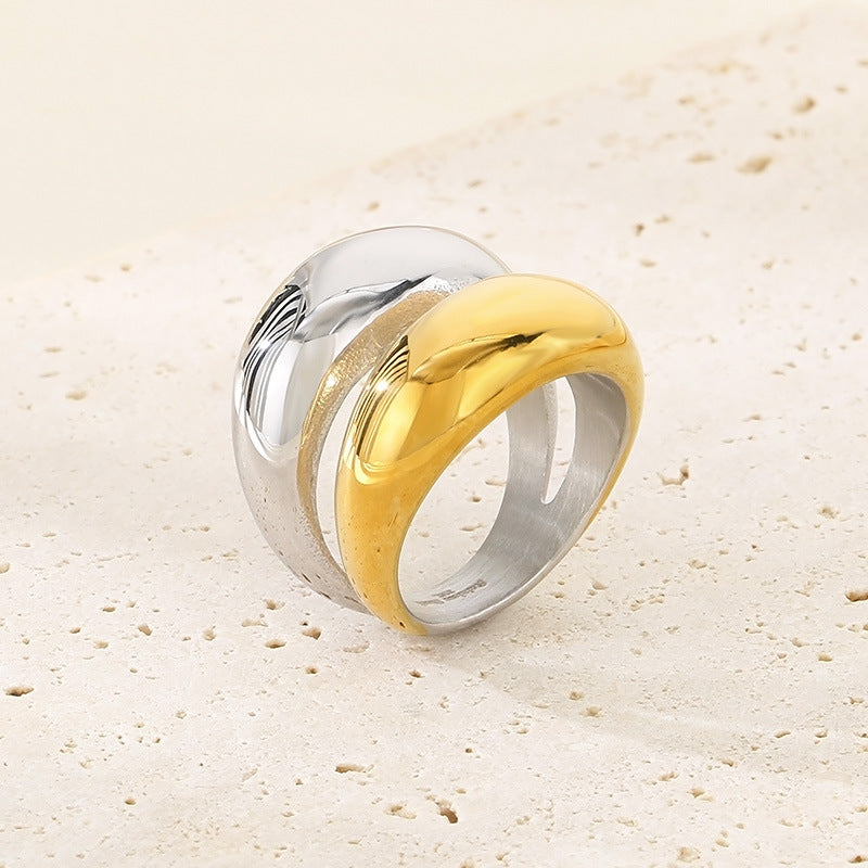 Trendy Exaggerated Gold Arch Top Mirror Polished Rings