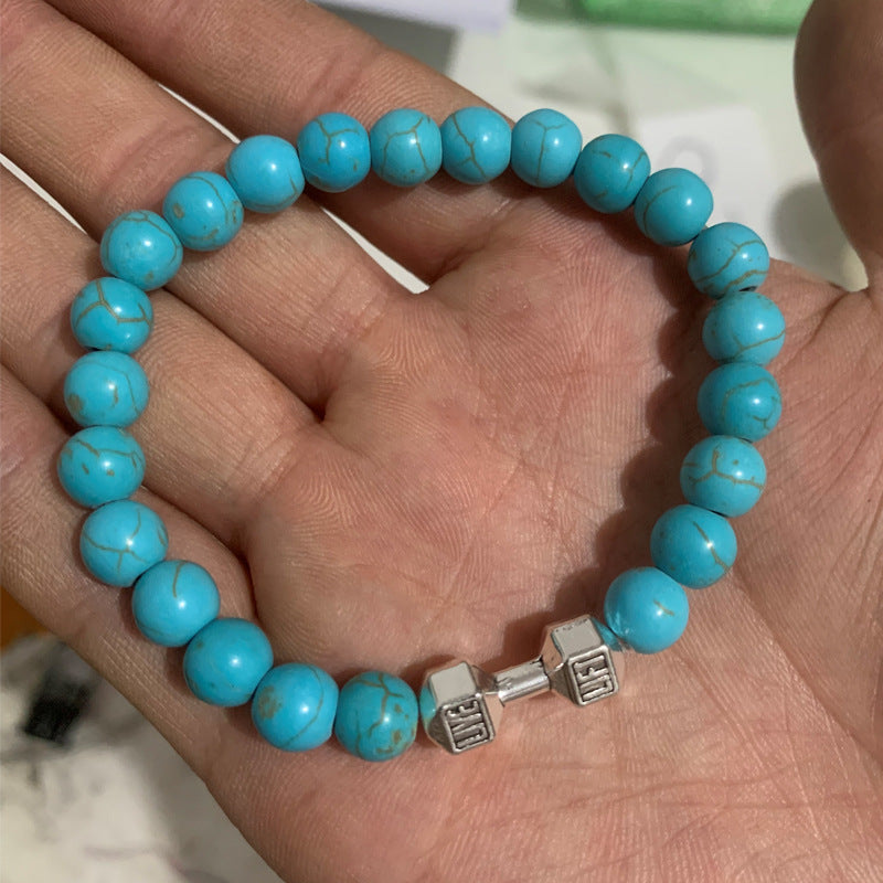 Stone Black Matte Alloy Dumbbell Energy Bracelets