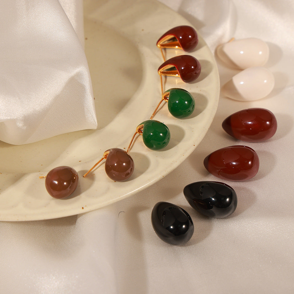 Personalized Niche Design Copper Material Colored Enamel Glaze Earrings