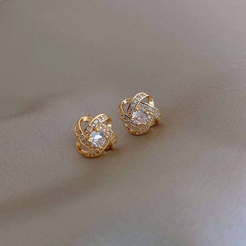 Women's Clover Zircon For Sterling Sier Needle Earrings