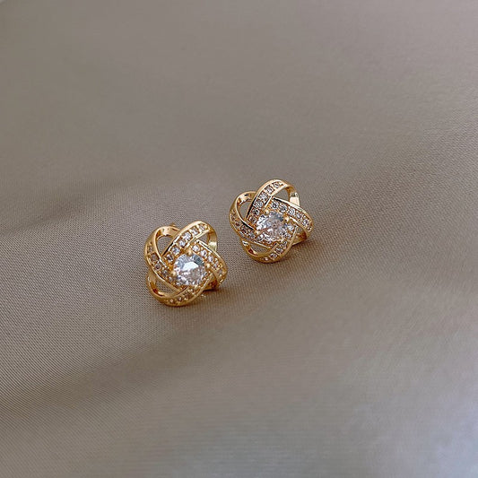 Women's Clover Zircon For Sterling Sier Needle Earrings