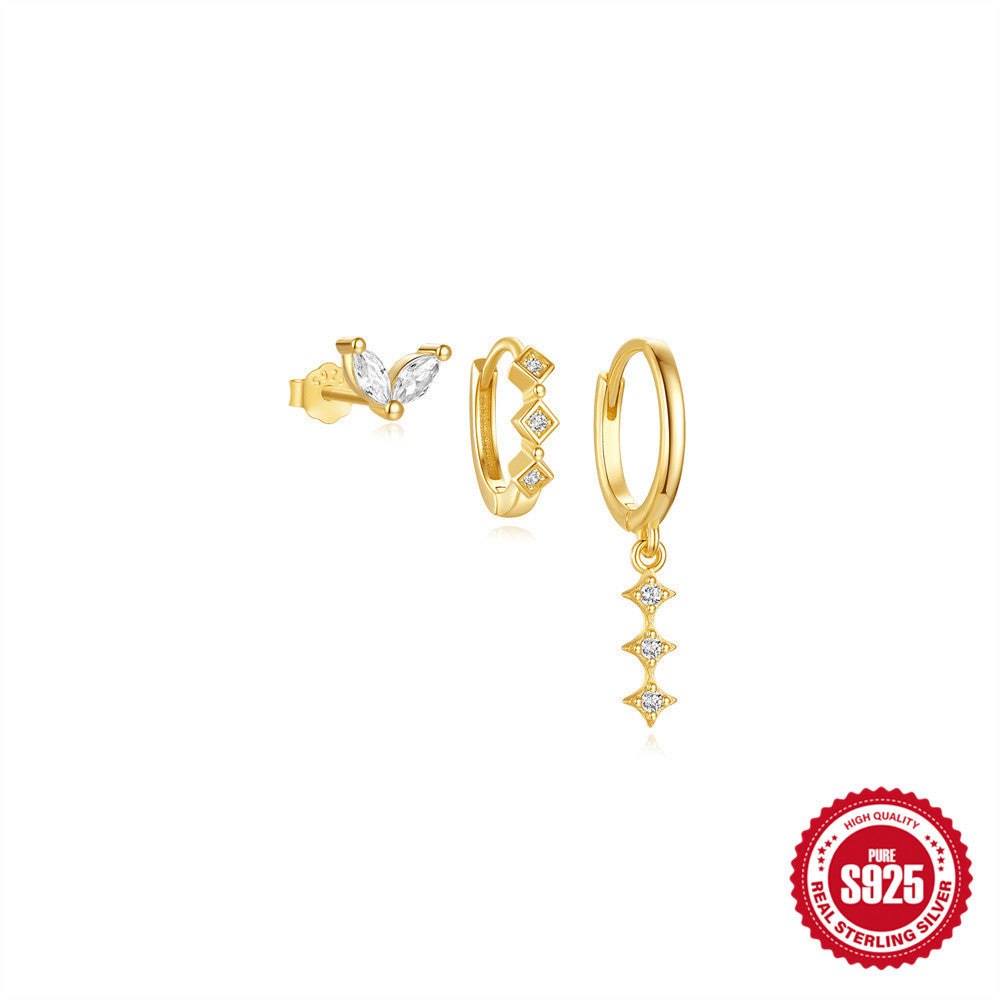 Women's Eye Water Drop Diamond Aperture Detachable Earrings