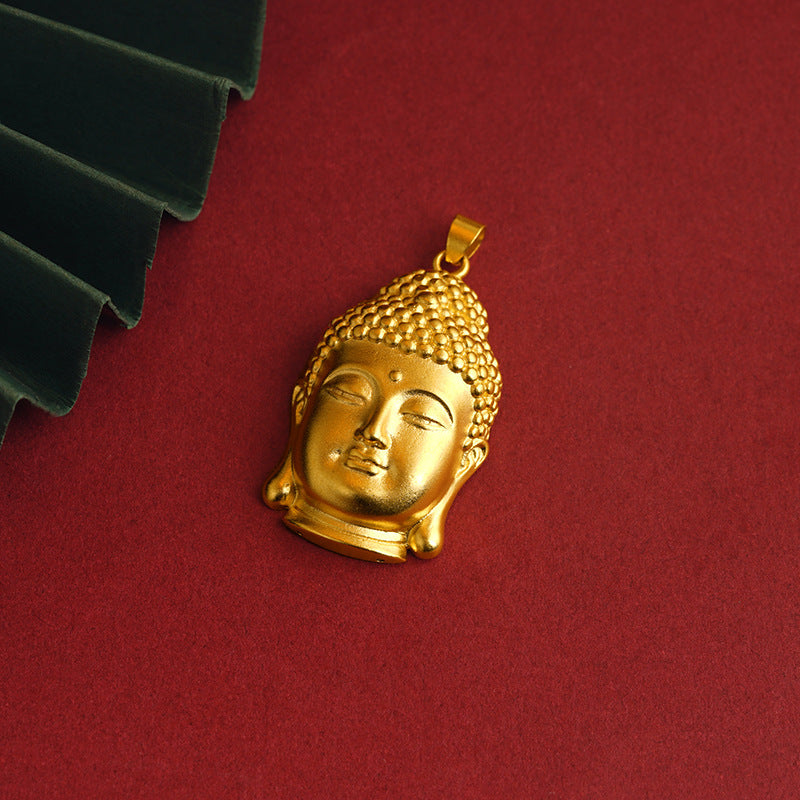 Women's & Men's Gold Plated Buddha Head Tathagata Amulet Necklaces