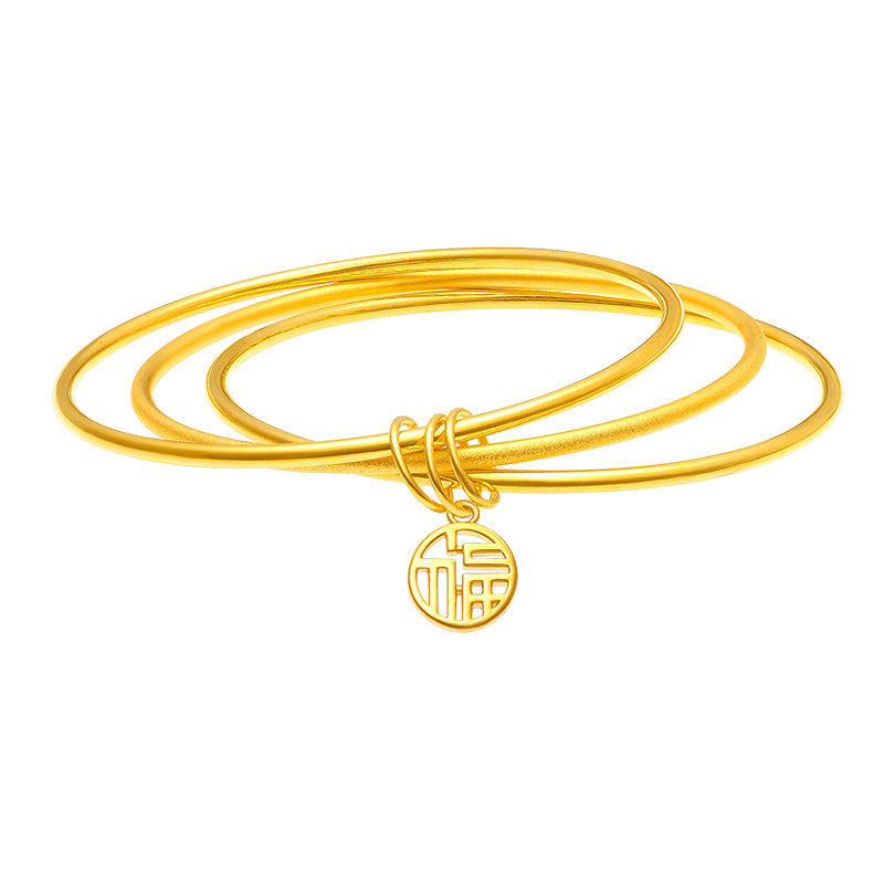 Vietnam Placer Gold Word Plate Brass Gold-plated Simple Bracelet