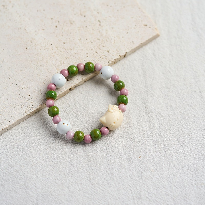 Women's Dopamine Color Ceramic Ancient Style Beaded Bracelets