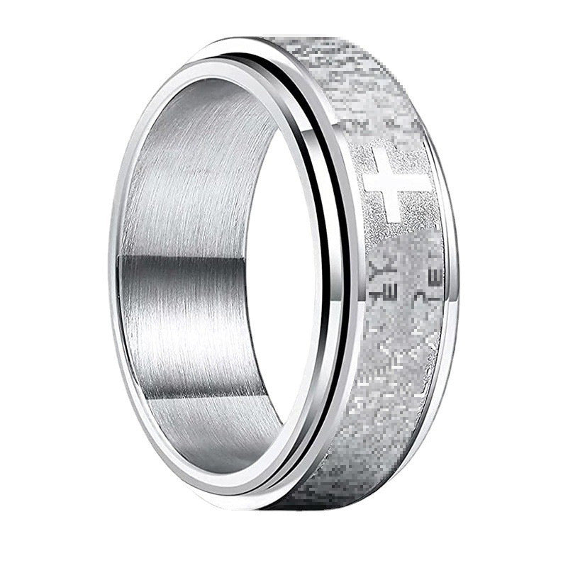 Inspirational Text Titanium Steel Rotatable Hand Rings