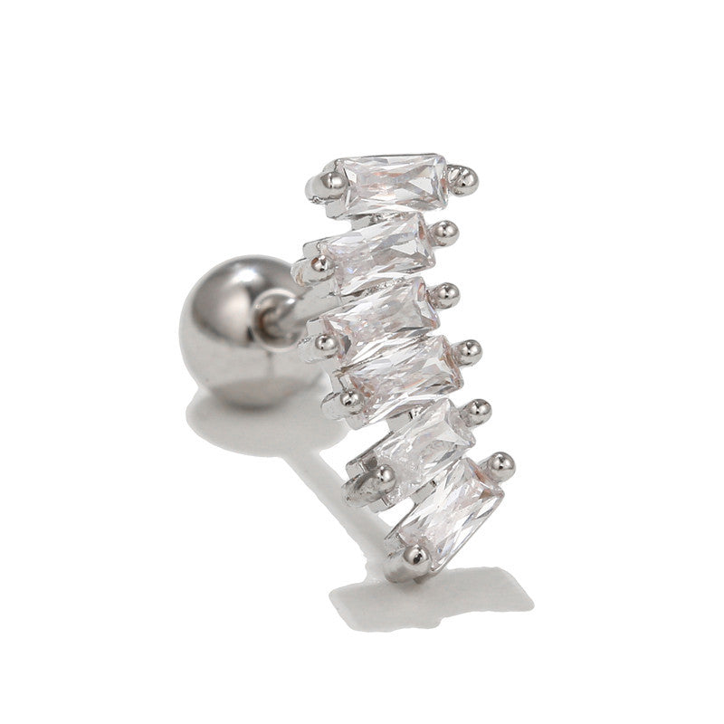 Women's Loving Heart Zircon Flower For Niche Design Ear Bone Earrings