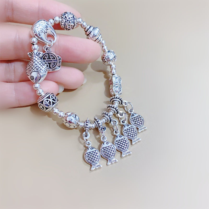 Small Fish Stretch Lotus Matte Sier Bracelets