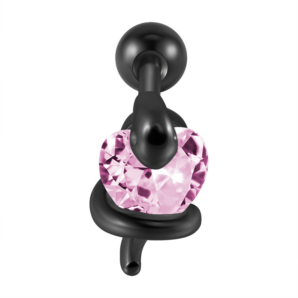 Coiled Heart Straight Rod Bone Male Earrings