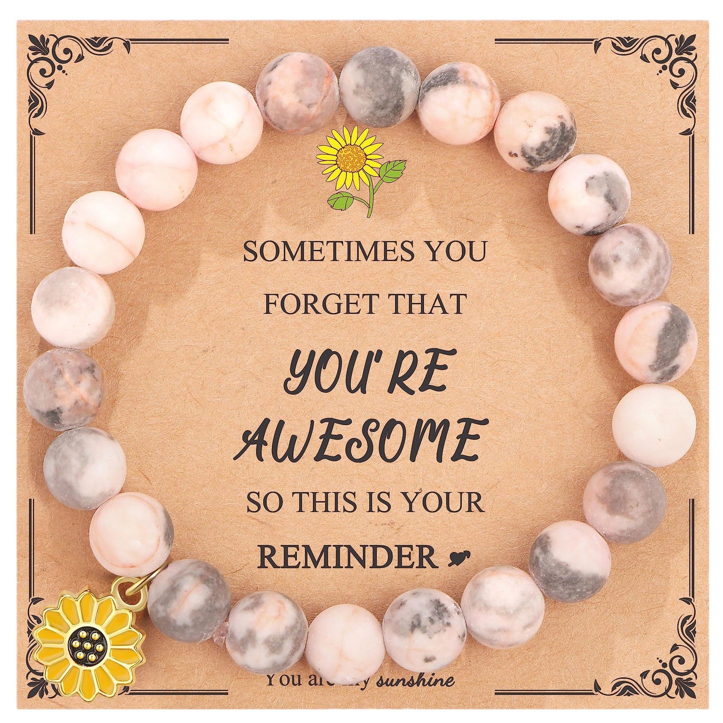 Pink Zebra Sunflower Friend Daughter Gift Bracelets