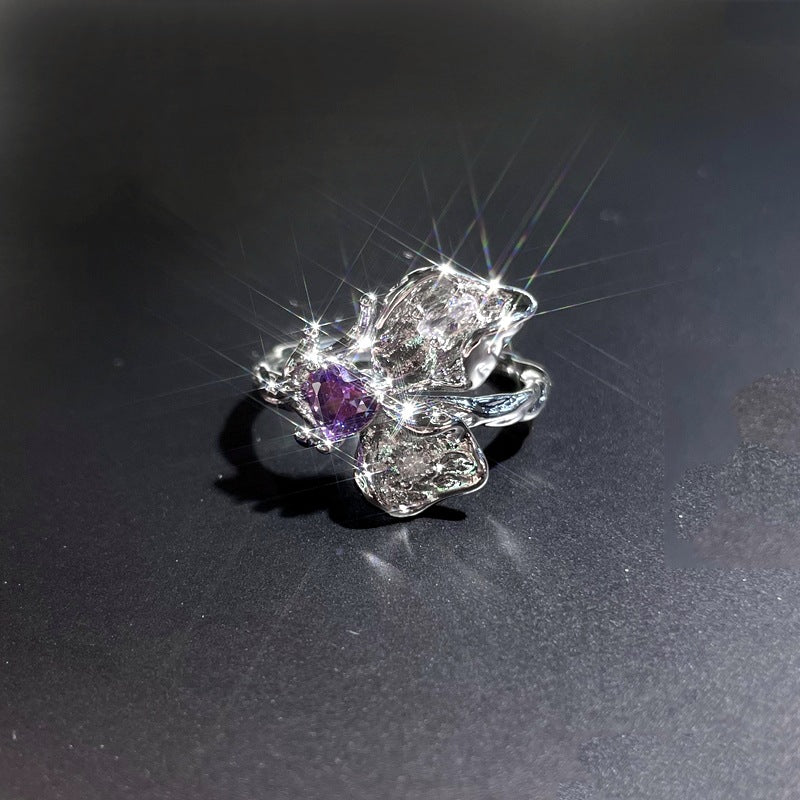 Star Purple Diamond Zircon Series Open Female Affordable Rings