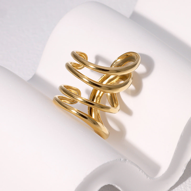 Cold Style Stainless Steel Open Line Rings