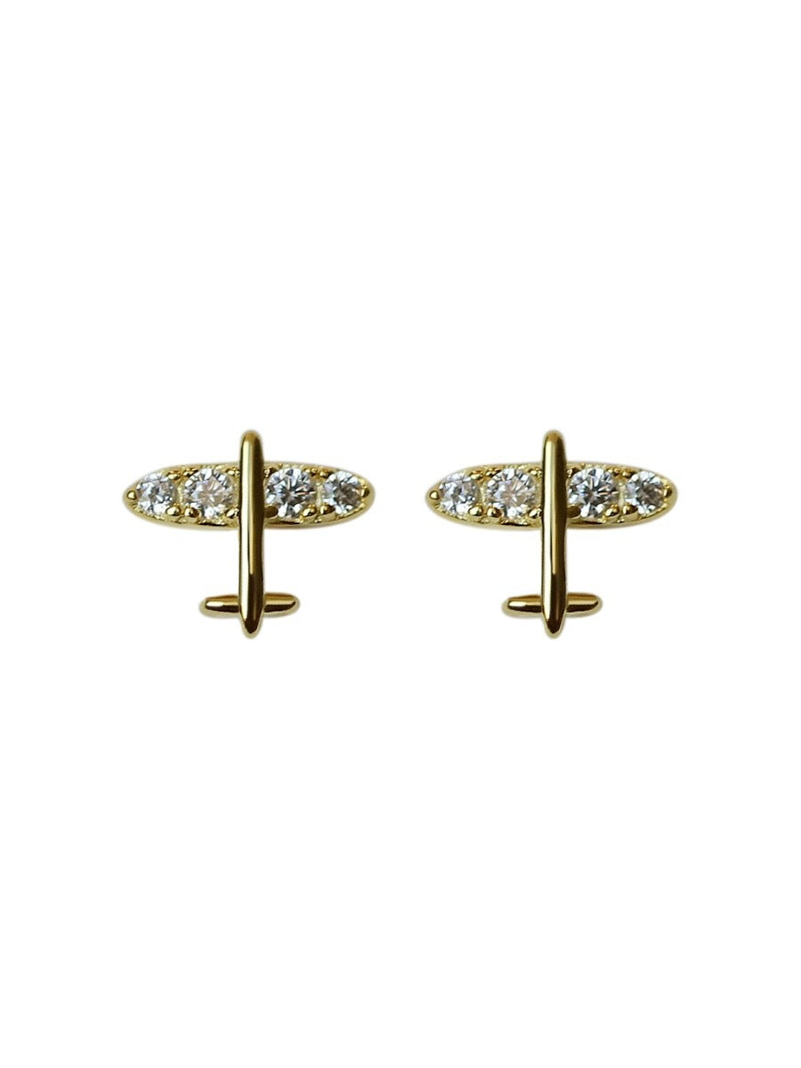 Gold Small Aircraft Female Creative Unique Earrings