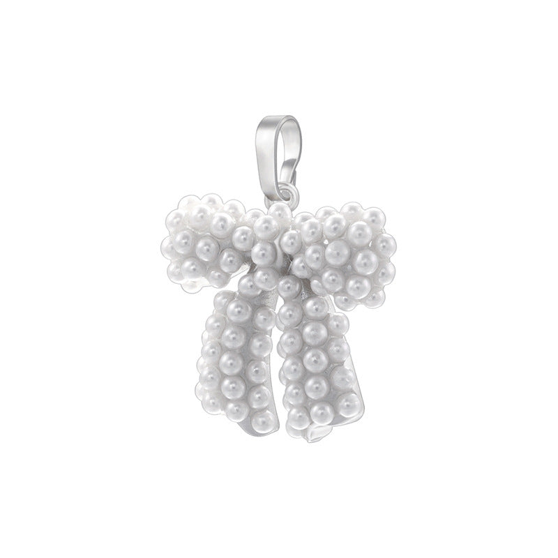 Inlaid Pearl Bow Niche Long Tassel Pendants