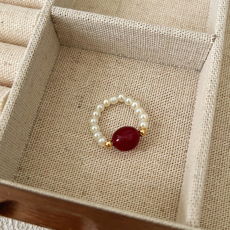 Beads Niche Design Advanced Finger Light Luxury Rings