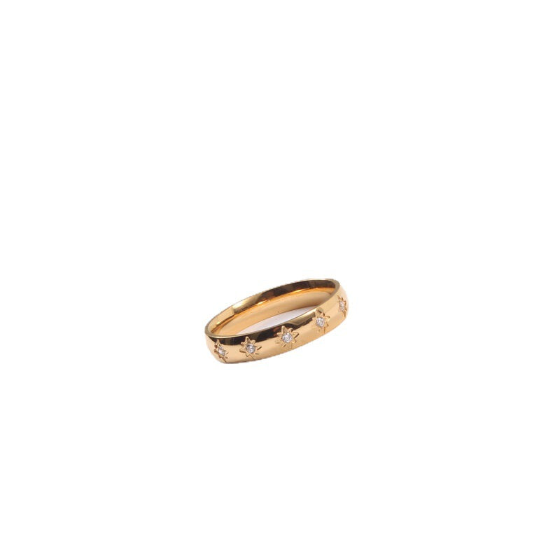Inlaid Rhinestone Titanium Steel Gold Plating Rings