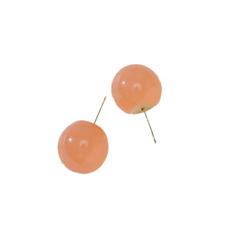 Women's Candy Color Resin Ball For Sweet Small Simple Korean Earrings
