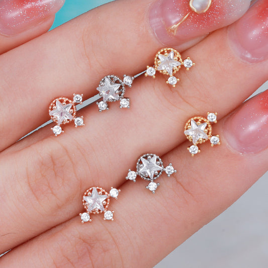 Women's Loving Heart Zircon Flower For Niche Design Ear Bone Earrings
