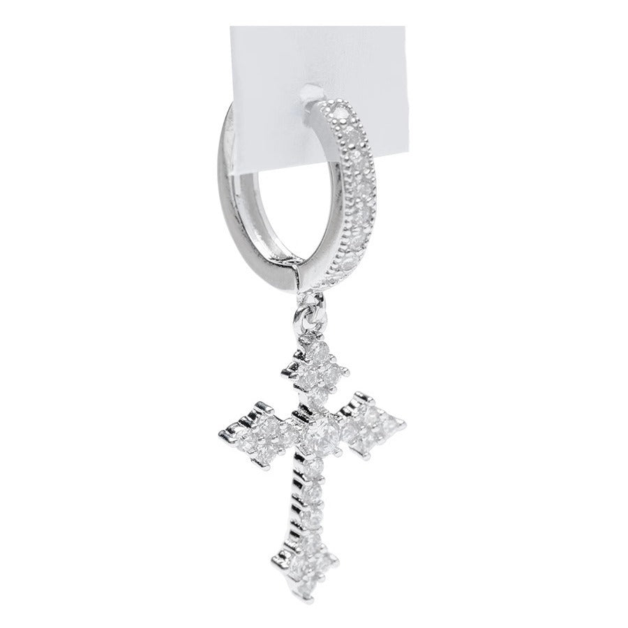 Zircon Cross Boys Hip Hop Temperament Style Minority Earrings