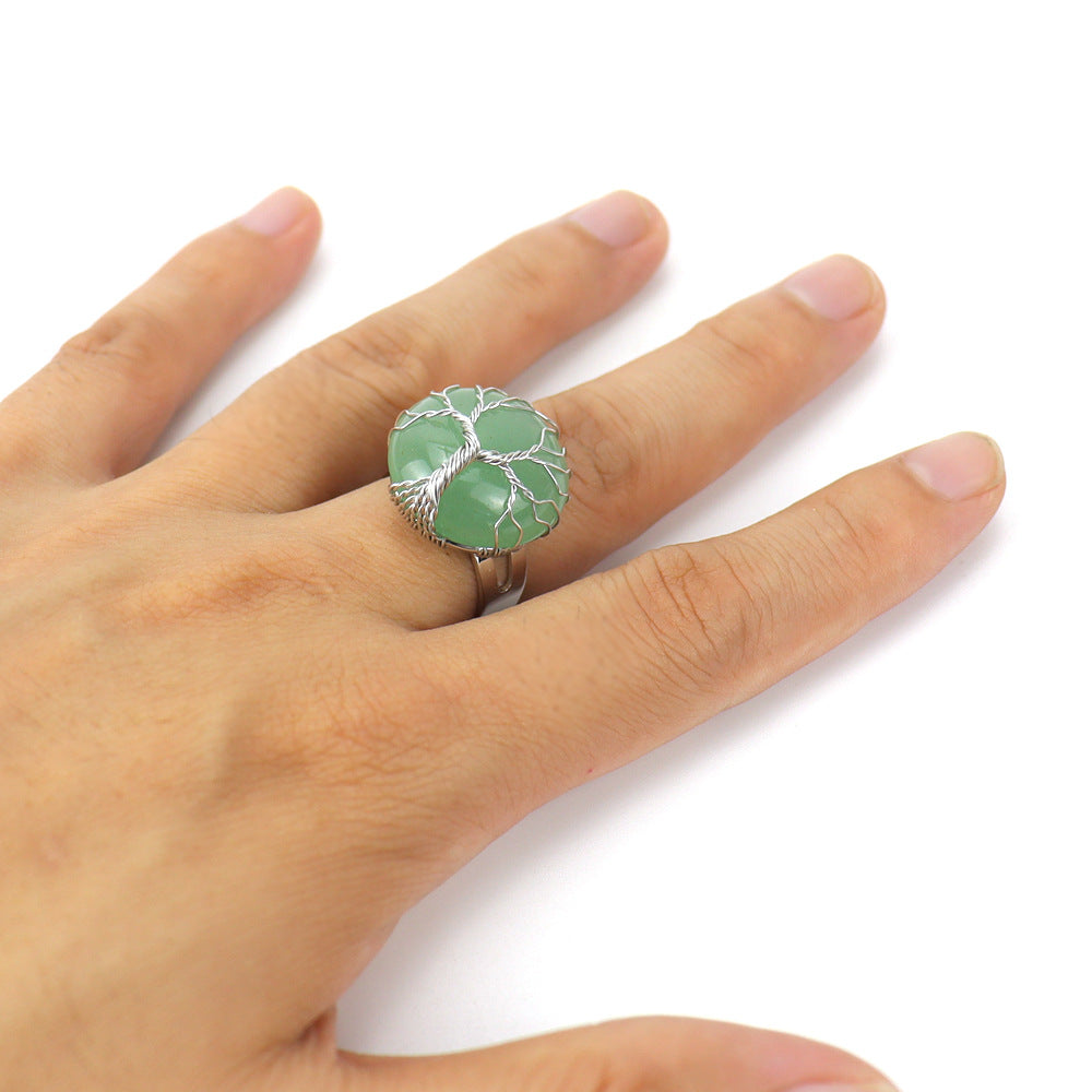 Handmade Winding Round Amethyst Lucky Tree Rings