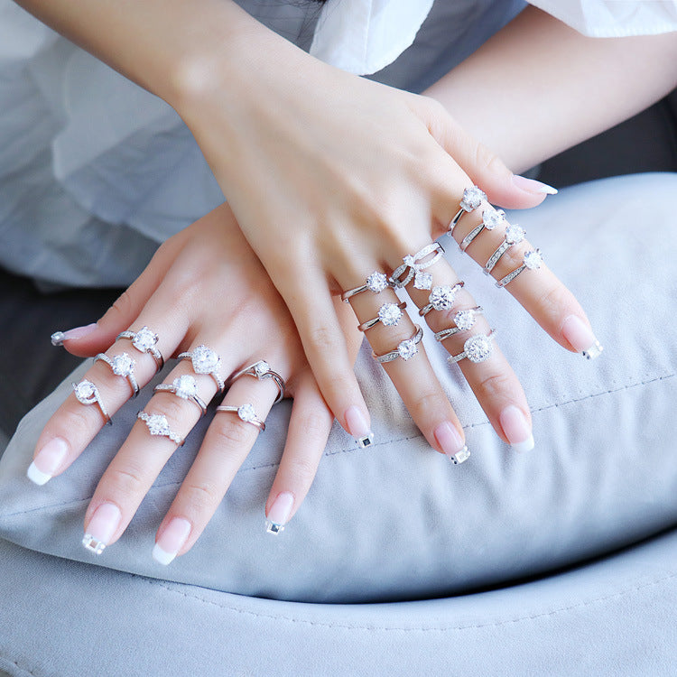 Princess Ai Female Live Broadcast Karat Moissanite Flower Rings