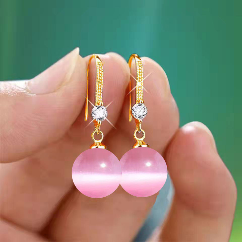 Yellow Red Blue Opal Ear Clip Female Zircon Delicate Earrings