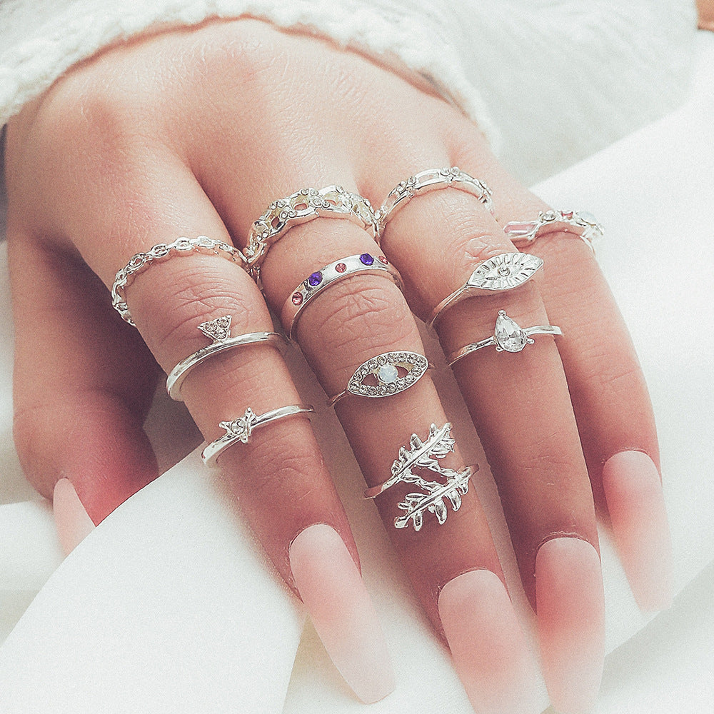 Crystals Knuckle Water Drop Imitation Opal Rings