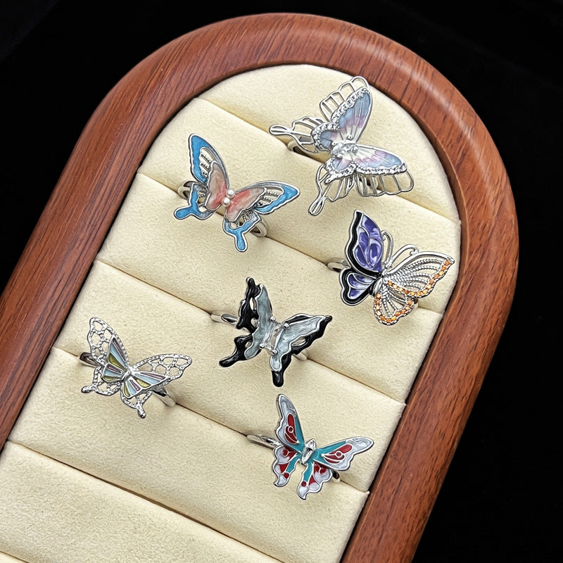 Glaze Butterfly Opening Female Trendy Cool Hot Rings