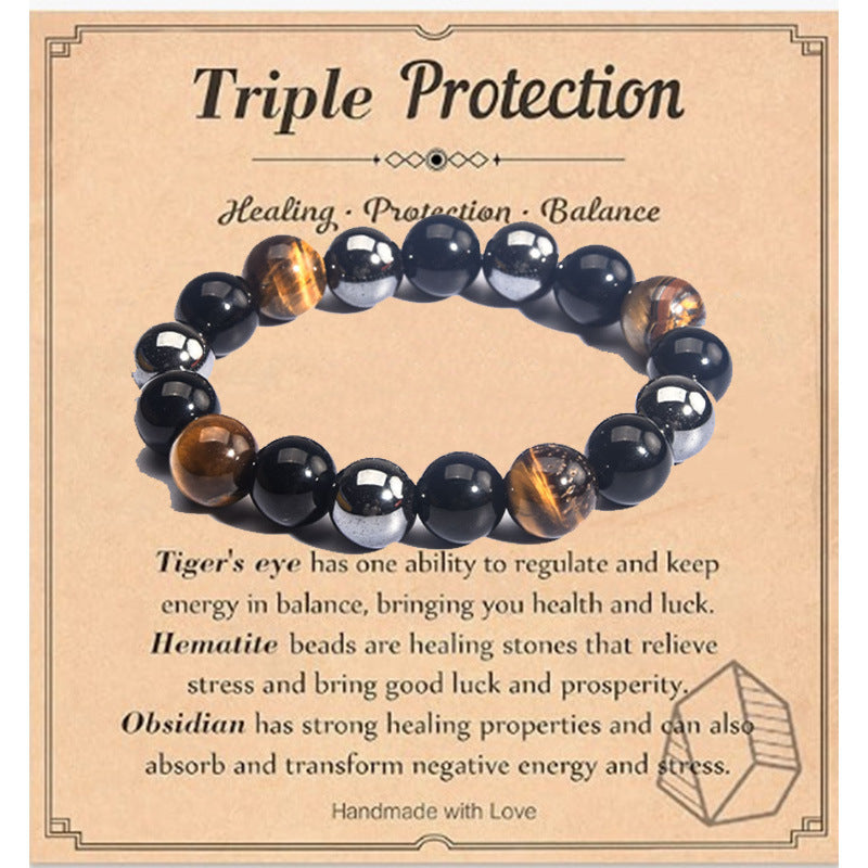 Men's Tigereye Haematite Imitation Obsidian Ornament Bracelets