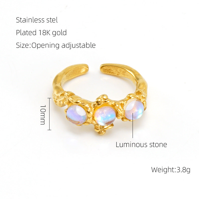 Titanium Steel Luminous Stone Open Female Rings