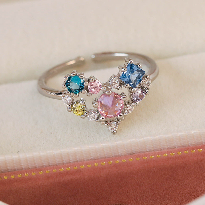 Micro Inlaid Zircon Niche Design Adjustable Rings