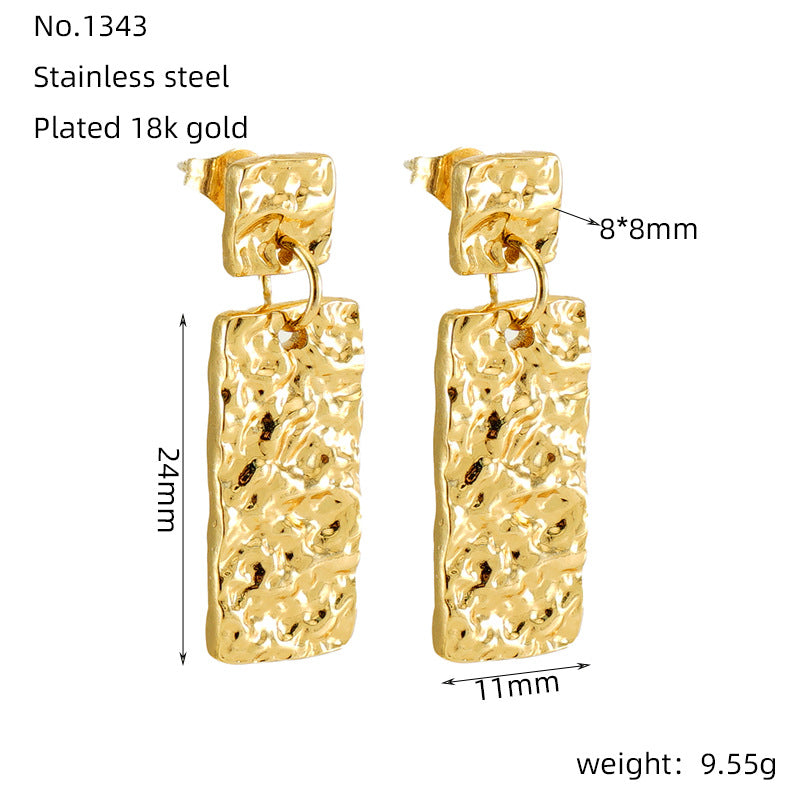 Women's Trend Stainless Steel Geometric Buckle Gold Earrings