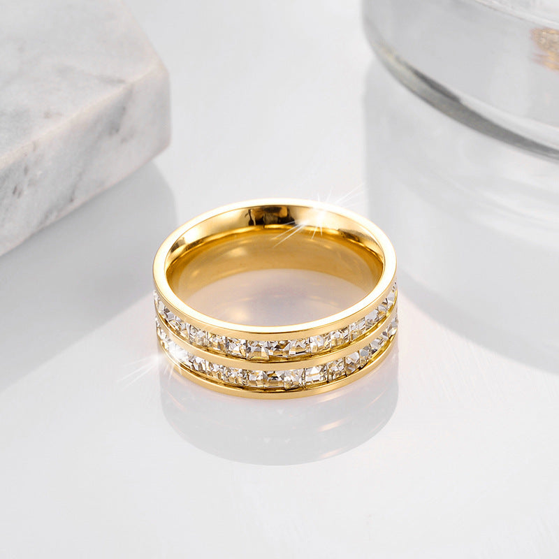 Titanium Female Simple Fashion Personality Style Gold Index Rings