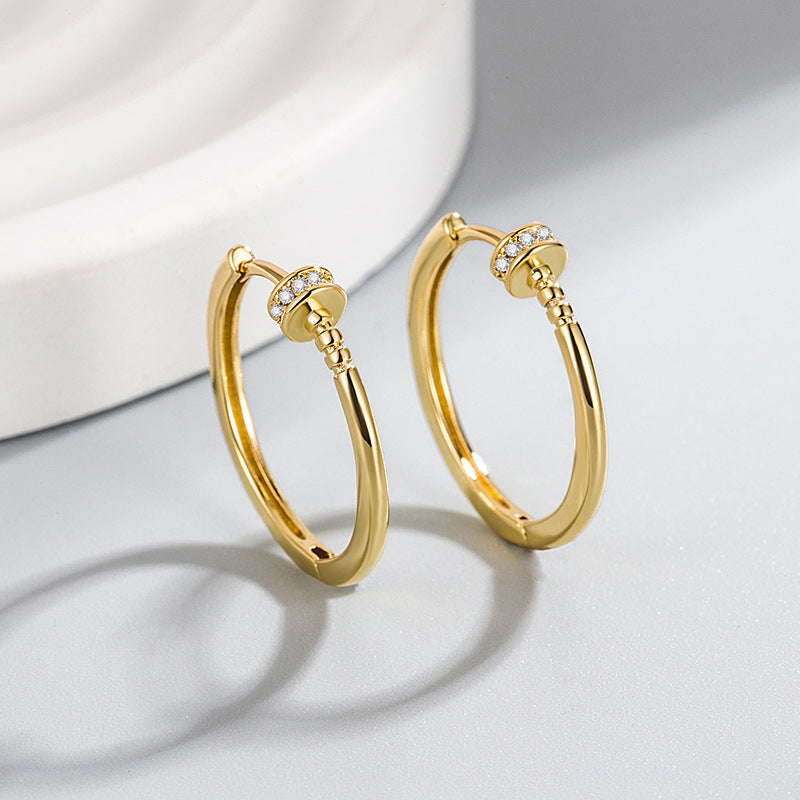 Women's Nail Ear Clip Korean Fashion Geometry Pattern Round Earrings