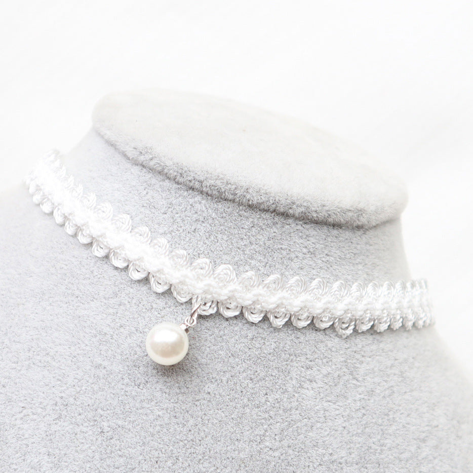 Female Accessories Heart White Veet Neckband Collar Pendants