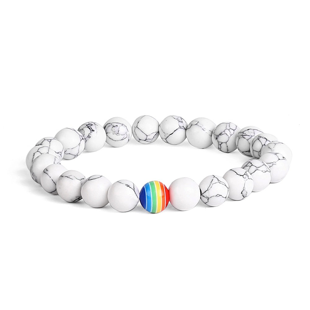 Women's Fashion Ornament Rainbow Beaded White Turquoise Bracelets