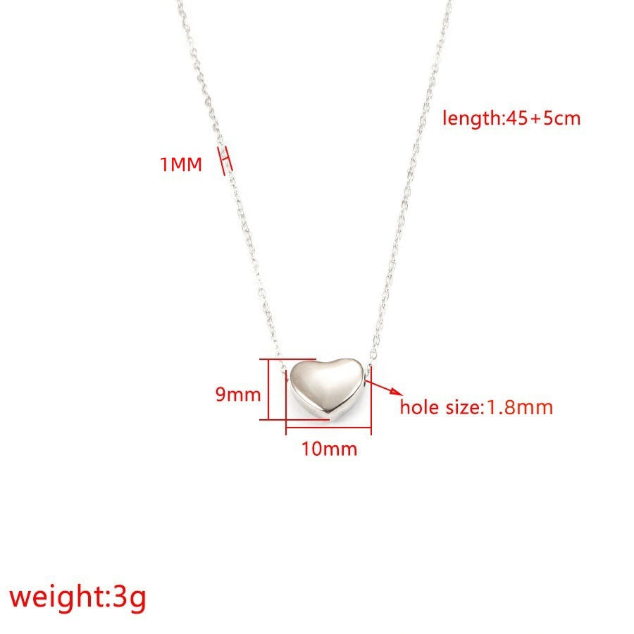 Women's Love Stainless Steel Glossy Three-dimensional Heart-shaped Necklaces